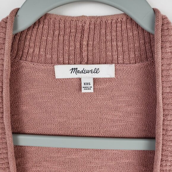Madewell XXS Dusty Rose Pink Cardigan Sweater Pockets Cotton Blend Women - Picture 3 of 13